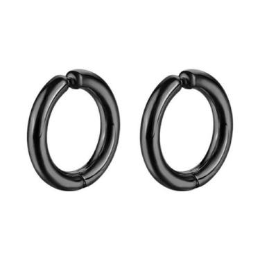 Imagem de Brincos De Argola Falsos Clássicos Unissex Em Aço Inoxidável, Clip-On,