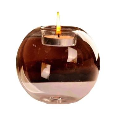 Imagem de Castiçal de vidro redondo estilo europeu para decoração de peça centra