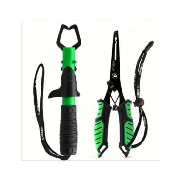 Imagem de 2 peças de alicate de pesca de aço inoxidável durável - ferramenta essencial para fácil controle de peixes e pesca ao ar livre, verde