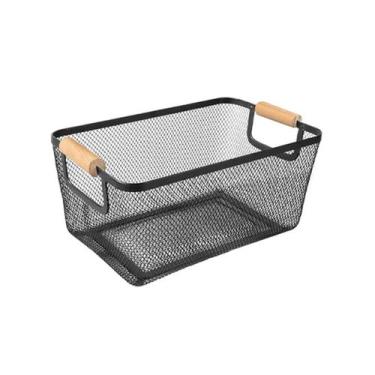 Imagem de Cesto Organizador Loft Metal e Madeira G - Casa Raffaello