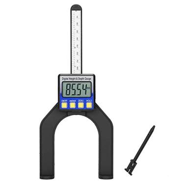 Imagem de Hyuduo Medidor de Digital, Régua de Profundidade de Plástico de Engenharia Com Base Magnética 0-80 Mm, Redefinição Zero Precisa para Medições de Marcenaria e Serra de Mesa