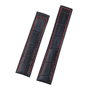 Imagem de FUKUZL Pulseira de relógio de couro genuíno de 20 mm e 22 m para TAG HEUER Series Pulseira masculina de qualidade macia com fivela dobrável (sem fivela, 22 mm)