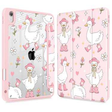 Imagem de May Chen Capa para iPad (A16) 11ª geração 2025, iPad 10ª geração 2022 10 polegadas, suporte de lápis embutido com capa à prova de choque, capa traseira transparente, despertar/hibernar automaticamente