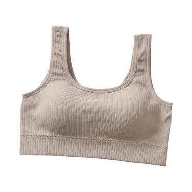 Imagem de Top De Algodão Sexy Feminino Em Cor Sólida, Sutiã Esportivo Com Alças 