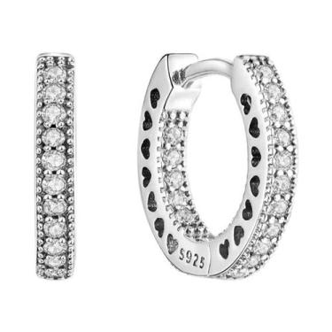 Imagem de Brincos De Argola Coloridos Com Zircônia Brilhante Em Prata Esterlina 