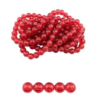 Imagem de DandS ltd Contas de vidro Crackle Lampwork para fabricação de joias, vermelho, pulseiras vibrantes, colares, brincos, suprimentos de miçangas e kits de artesanato para joias artesanais, 80 peças de 10