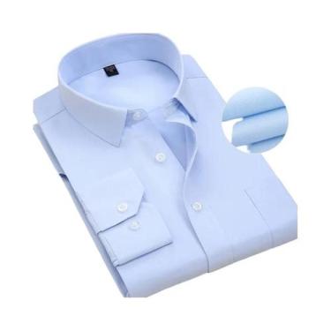 Imagem de Camisas Sociais Masculinas Slim Fit Tamanho 7XL plus Size Manga Longa 