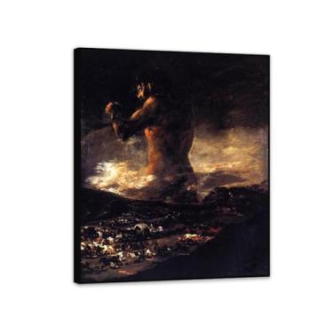Imagem de Arte de parede de Francisco Goya, O Colosso, impressão em tela famosa reprodução de pinturas a óleo abstratas imagem emoldurada para decoração de casa 48x40 cm (48.3x40.6 cm) moldura preta