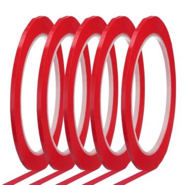 Imagem de Fita de quadro branco 1/20.3 cm x 72 jardas gráfico gráfico gráfico linha quadriculada fita de marcação para sala de aula, escritório, quadro de arte apagável a seco, vermelho, pacote com 5