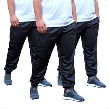 Imagem de KIT 3 Calça Jogger Masculina Plus Size Lisa Helanca Flanelada - BEN20 