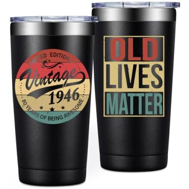 Imagem de SpenMeta Presentes de aniversário de 80 anos para homens - Presentes de aniversário de 80 anos - Presente de aniversário de 1945 para pai, vovô - Copo de copo vintage 1946 de 590 ml