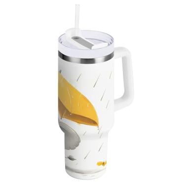 Imagem de SEHANY Copo de elefante fofo de 1,134 g com alça, copo isolado de aço inoxidável de parede dupla à prova de vazamento, caneca de café isolada para viagem cabe no suporte de copo de carro