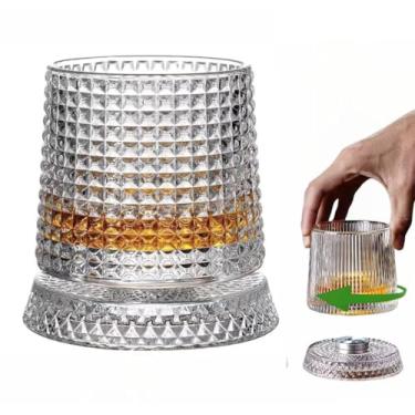 Imagem de FABEILAI Presentes masculinos de dia dos namorados para ele, copo de vidro antiquado giratório, copo de uísque de cristal de 260 ml/283.5 g para bebidas escocesas, bourbon, licores e coquetéis