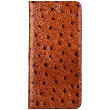 Imagem de CYSUE Capa para Apple iPhone 14 Plus coldre 6,7 polegadas 2022, capa de telefone flip magnética de couro com textura de avestruz [suporte de cartão] (Cor: CAF)