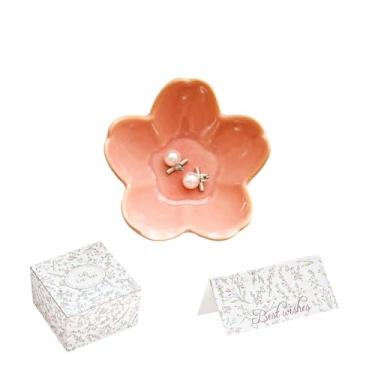 Imagem de GISK Suporte de prato de anel de flores, bandeja de pratos de joias, bandeja pequena de bugiganga (rosa)