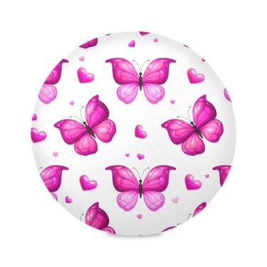 Imagem de Wassud Jogo americano tapetes redondos com corações de borboleta para cozinha e jantar, tapetes laváveis e resistentes ao calor, decoração de mesa 39 cm