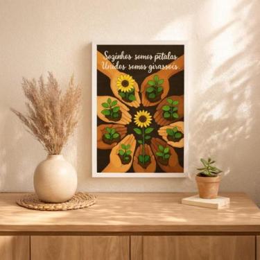 Imagem de Quadro Decor Unidos Somos Girassois 33X24Cm Mold Preta Vidro - Quadros