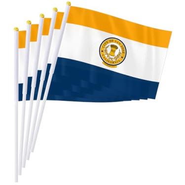 Imagem de PTEROSAUR Conjunto de bandeira portátil da cidade de San Jose, 14 x 20 cm, mini bandeira de San Jose para desfiles, festas, celebrações e decoração de casa (pacote com 50)