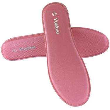Imagem de Yusimu Palmilhas macias rosa para homens e mulheres – inserções de sapato de espuma viscoelástica para botas de trabalho, caminhada, corrida, caminhada e tênis, conforto extra para pés chatos - W8/M6
