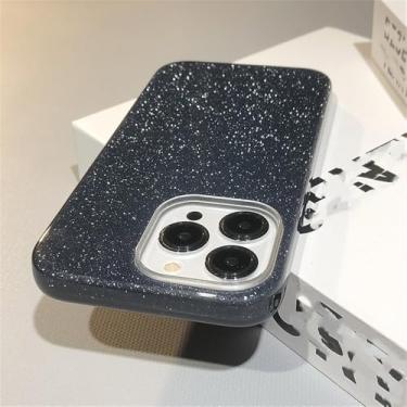 Imagem de Capa de celular em policarbonato (PC) espessa com efeito degradê brilhante para iPhone 11, 12, 13, 14, 15, 16 Pro, Max, Mini, 7, 8 Plus, X, XR e XS, preta, para iPhone 11 Pro