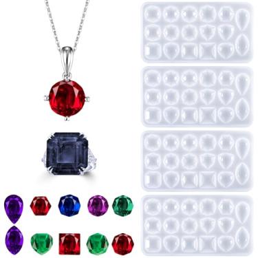 Imagem de 4 peças de moldes de resina de resina de resina de silicone e pedra preciosa molde de cristal transparente molde de fundição de joias para fazer artesanato DIY, brincos, pingentes, projetos de