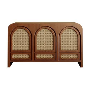 Imagem de Armário buffet armário de cozinha armário de armazenamento com portas de vime, armário de vime, armário de armazenamento independente, armário de cozinha para sala de estar para corredor, entrada