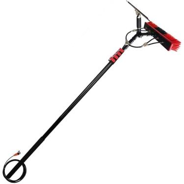 Imagem de Escova de limpeza para uso externo, escova telescópica alimentada por água com rodo, limpeza de painel solar de vidro (6,0 m/19,7 pés)