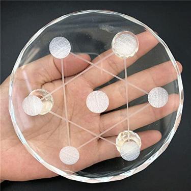 Imagem de Cristal natural áspero placa 7 estrelas vidro quartzo minerais pedras preciosas esfera suporte artesanato decoração de casa decoração de casa (cor: 120 mm)