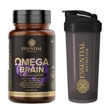 Imagem de Combo Essential Nutrition - Omega 3 Brain c/Fosfatidilserina, Gengibre Tailandês, Krill e cafeína + Coqueteleira Oficial