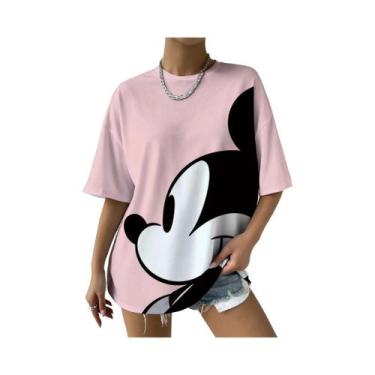 Imagem de Camiseta Gráfica Oversized Da Disney Mickey Mouse Para Mulheres, Moda 