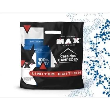 Imagem de Kit 100% Whey Refil (900G) + Camiseta Casa dos Campeões (Limited Ed - Chocolate (Camiseta Gg) - Max Titanium