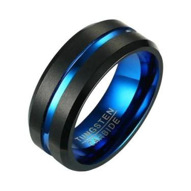 Imagem de Aliança Masculina De Tungstênio Carbonado Preto Fosco De 8mm, Anel Vno