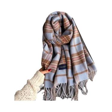 Imagem de Xale Pashmina Elegante Com Franjas Para Inverno, Acolchoado, Em Imitaç