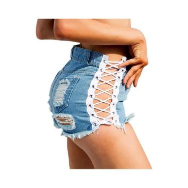 Imagem de Shorts De Verão Em Jeans De Cintura Alta plus Size Para Mulheres, Jean