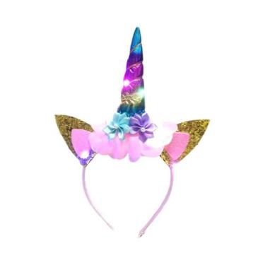 Imagem de Tiara De Unicórnio Brilhante Para Meninas Com Luzes LED E Chifres Arco