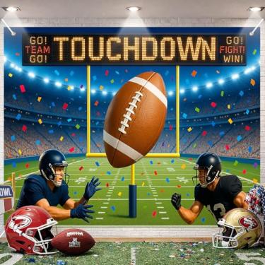Imagem de BlissYard Pano de fundo de festa de touchdown de futebol, 2,4 x 1,8 m, pano de fundo de foto esportiva, banner, dia de jogo, para festa de futebol, cabine fotográfica, evento, celebração, exibição de