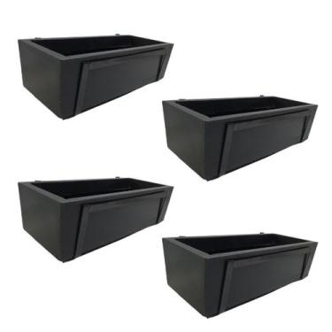 Imagem de Kit 4 Suportes com Jardineira Preta para Jardim Vertical - Alpe & Arit