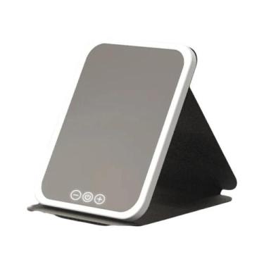 Imagem de Espelho De Maquiagem LED Portátil E Dobrável Com 3 Cores De Luz, Recar