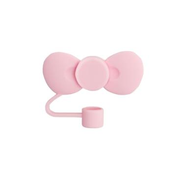 Imagem de Capa de canudo de laço rosa para copo Stanley de 40 e 850 g, tampa de cobertura de palha de silicone de 10 mm para acessórios de copo Stanley, bonito topo de palha para copos, tampa de palha para