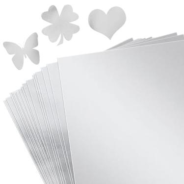 Imagem de 30 folhas de papel cartolina prata metálico, tamanho A4 (250 gsm), cartão espelhado refletivo, acabamento espelhado, placa de folha prateada para artesanato DIY, artes de scrapbook, convites, cartões