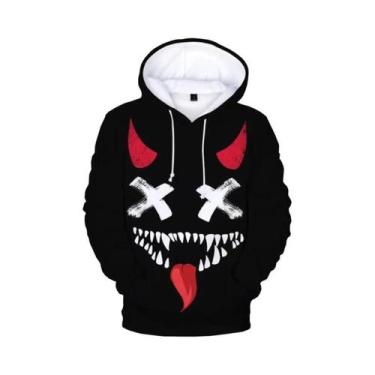 Imagem de Hoodie 3D Impresso Com Rosto Sorridente Do Diabo Para Homens E Mulhere