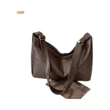 Imagem de Bolsa Transversal Feminina De Couro PU Vintage De Grande Capacidade Es
