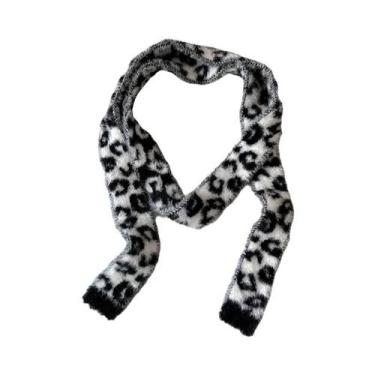 Imagem de Cachecol Feminino Listrado De Pelúcia Fino E Estreito Estilo Coreano D