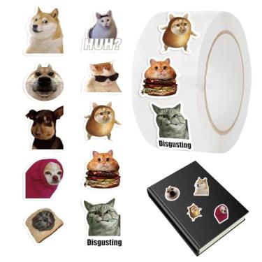 Imagem de Adesivos engraçados de gato | Decoração de 500 folhas/rolos | Decoração de selo de envelope | para festa escolar, escritório, diário, scrapbook, laptop, garrafa de água, caderno de exercícios, skate