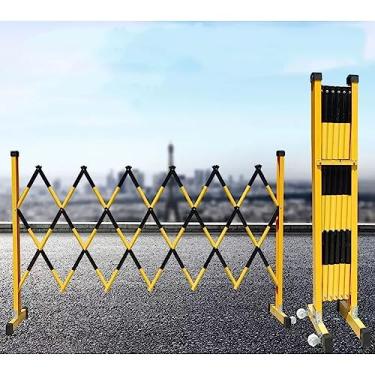 Imagem de Barricada de metal expansível resistente com rodízios - Barreira de segurança móvel para estradas ao ar livre, garagem e construção - Portão de tesoura dobrável retrátil, controle de tráfego portátil