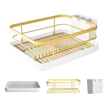 Imagem de Escorredor de louça, escorredor de pratos com economia de espaço – Organizador compacto para utensílios domésticos, ambientes internos, família, bancada, prateleira, armário
