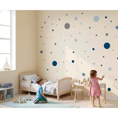 Imagem de Adesivo de Parede Infantil 200 Bolinhas 2cm a 5cm Adesivo de Vinil (Azul Escuro)
