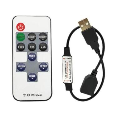 Imagem de Mini Controle Remoto LED Sem Fio RF DC5-24V Com 11 Teclas Para Fita De