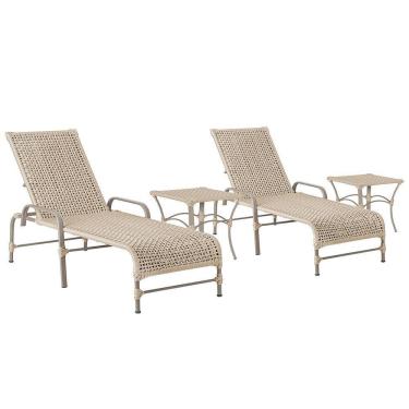 Imagem de 2 Espreguiçadeiras Catar 2 Mesas Garden Corda Náutica Trama Rami