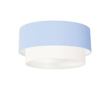 Imagem de Plafon Duplo Cilíndrico Vivare Md-3062 Cúpula Tecido 45x40cm - Bivolt Azul-bebê-branco 127/220v
